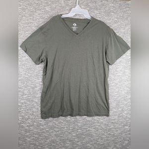 American Giant Shirt Mens XL Green V- Neck Casual Pullover Tee Cotton USA Made